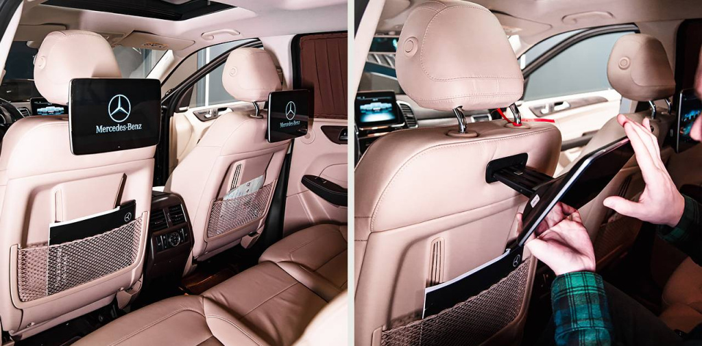 Оригинальный крепеж Mercedes может быть инсталлирован в спинку сиденья практически любого автомобиля.